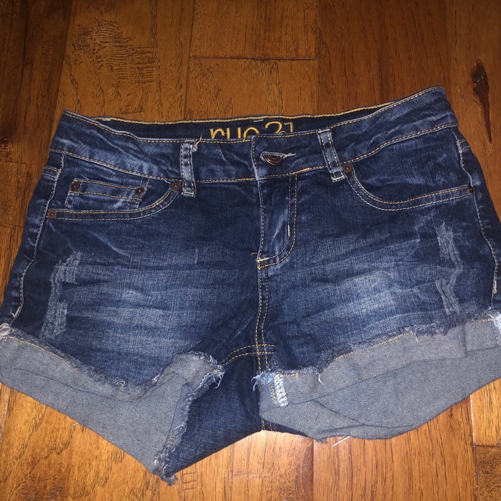 jean shorts.